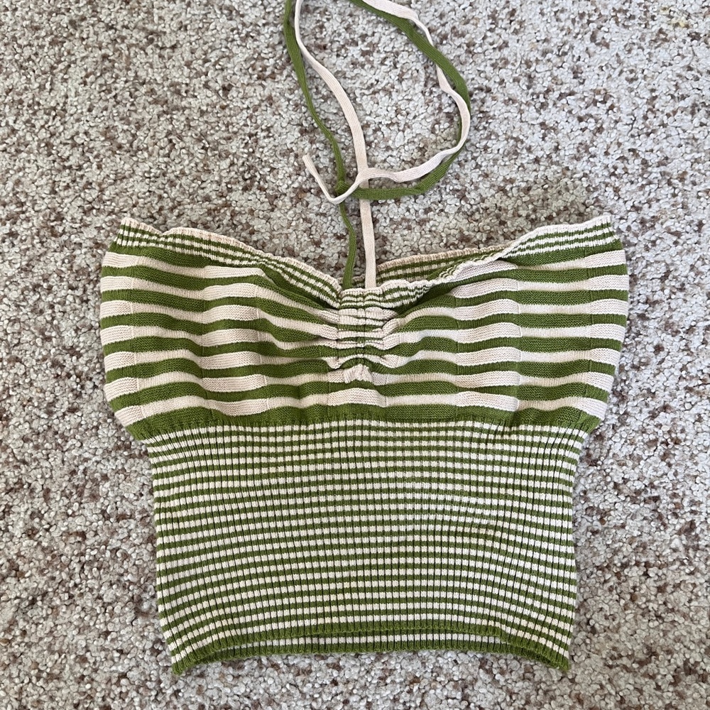 White and Green Halter Top - Picture 2 of 2